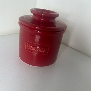 Butter Bell Crock Red French Butter Keeper Ceramic Countertop